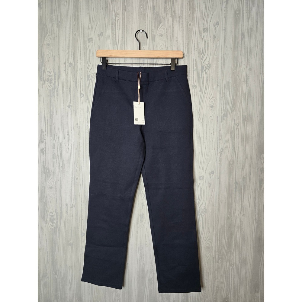 Quince Ultra-Stretch Ponte Pants Womens MP Petite Navy Straight Leg NEW